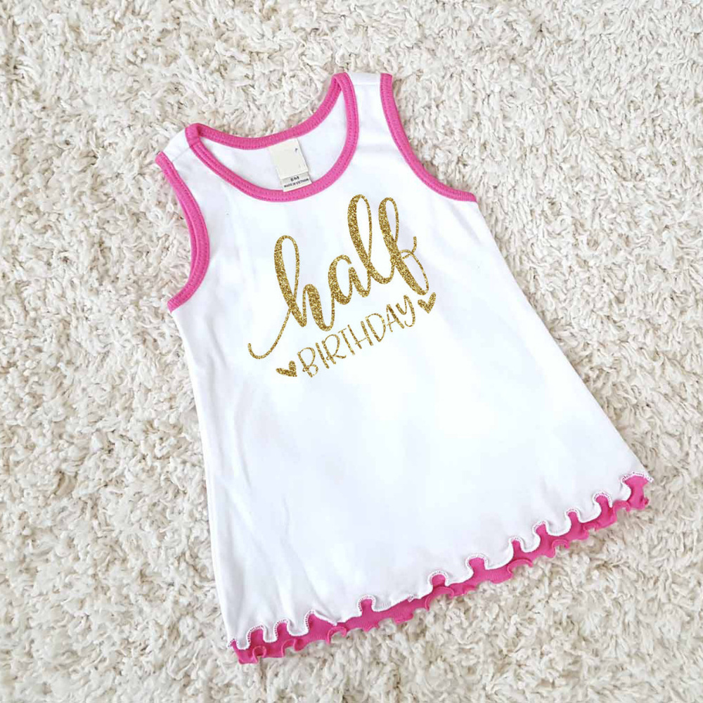 NWT Half Birthday Gold Glitter Ruffled Dress